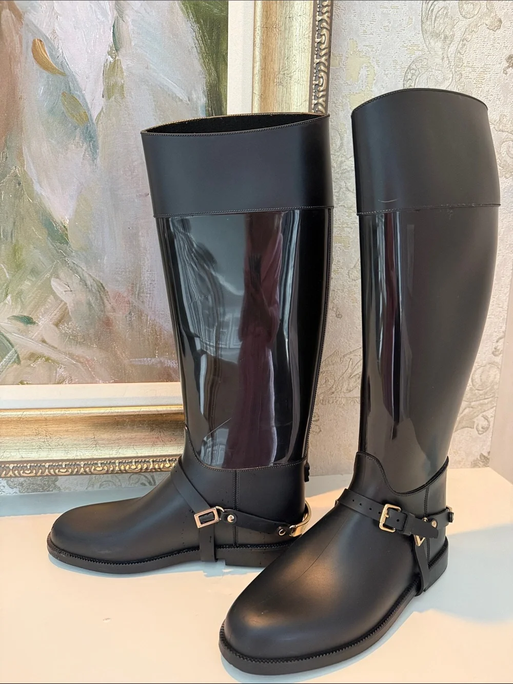 Jimmy Choo Rain Boots with Gold Hardware
